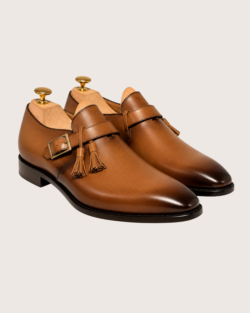 Tan & brown tassel monkstrap