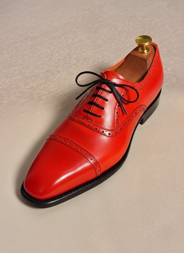 Orange Patina Oxford Shoes for Men