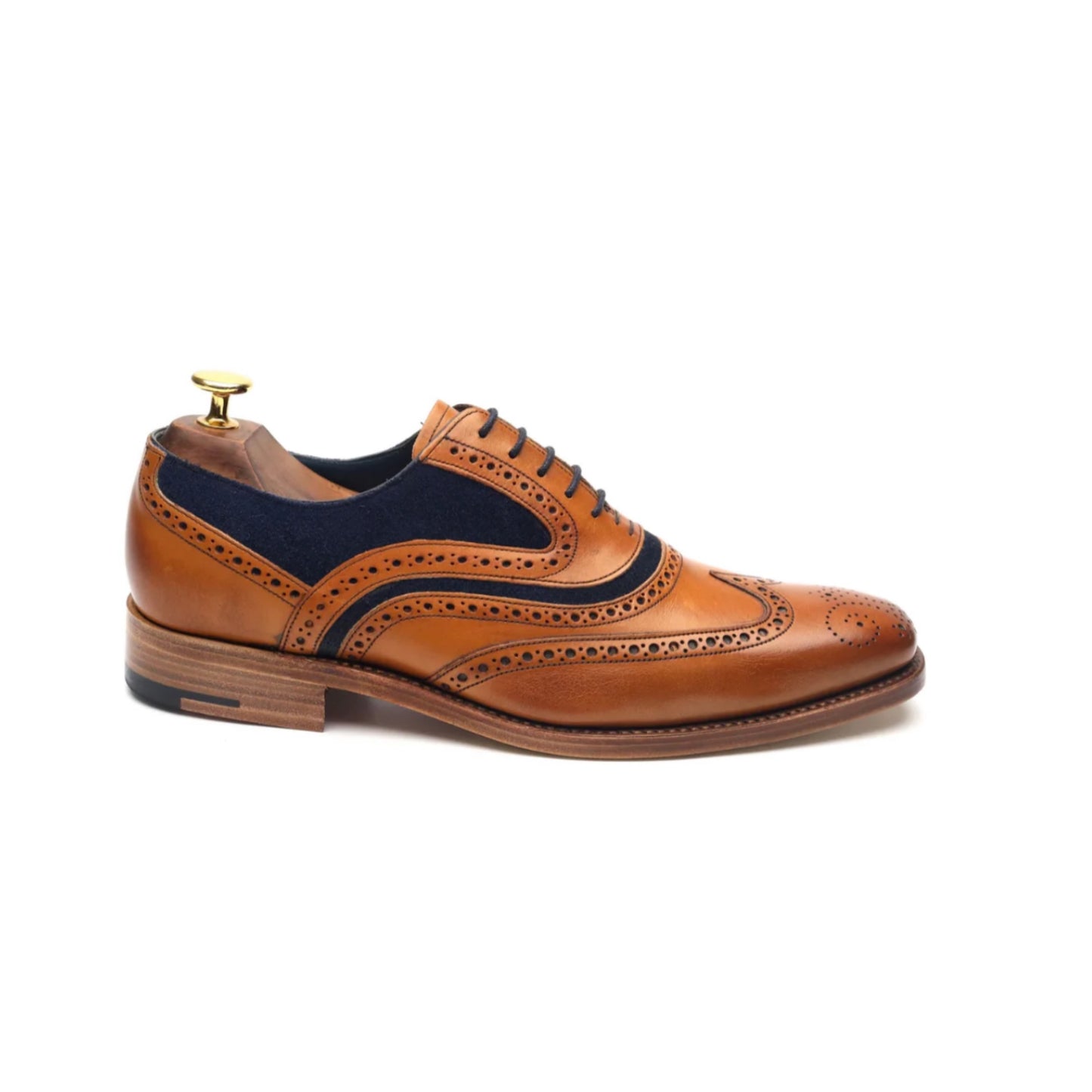 Brogues tan brown calf/blue