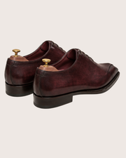 Burgundy patina sculpted toe oxford