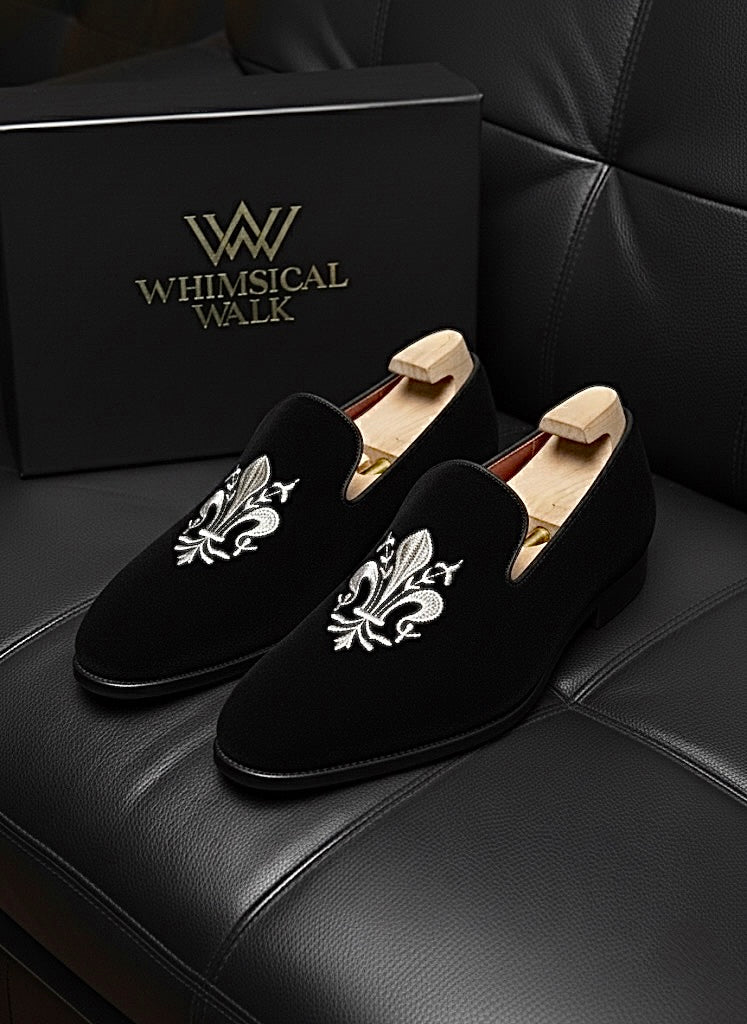 Suede Leather Embroidery Loafers