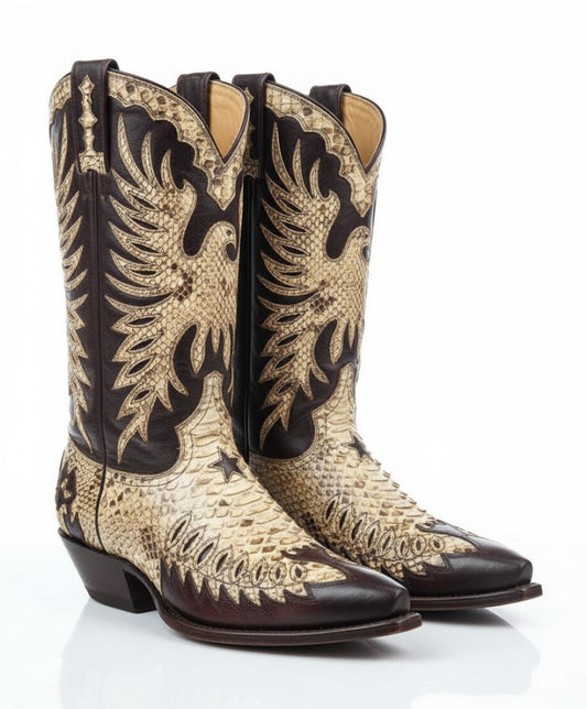 Snake pattern Full-Quill Cowboy Boots