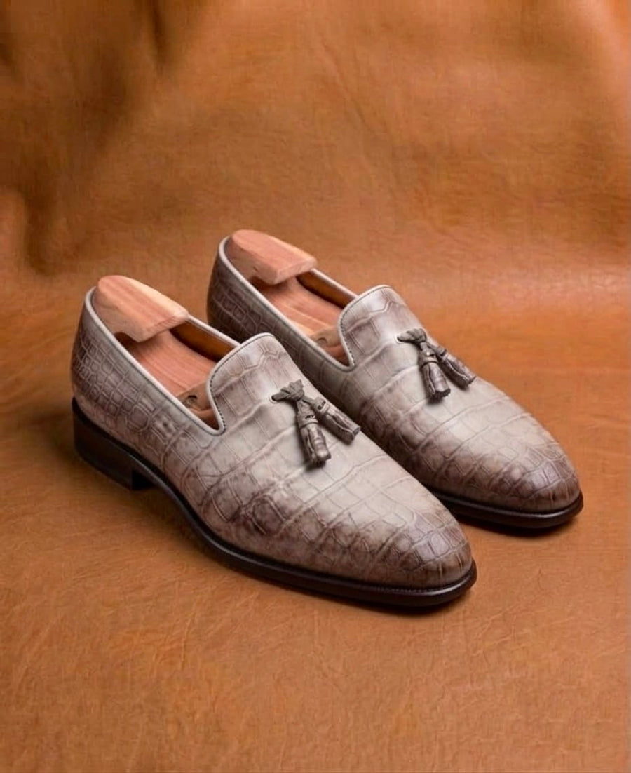 Himalayan Crocodile Tassel Loafers