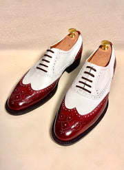 Burgundy spectator wingtip oxford