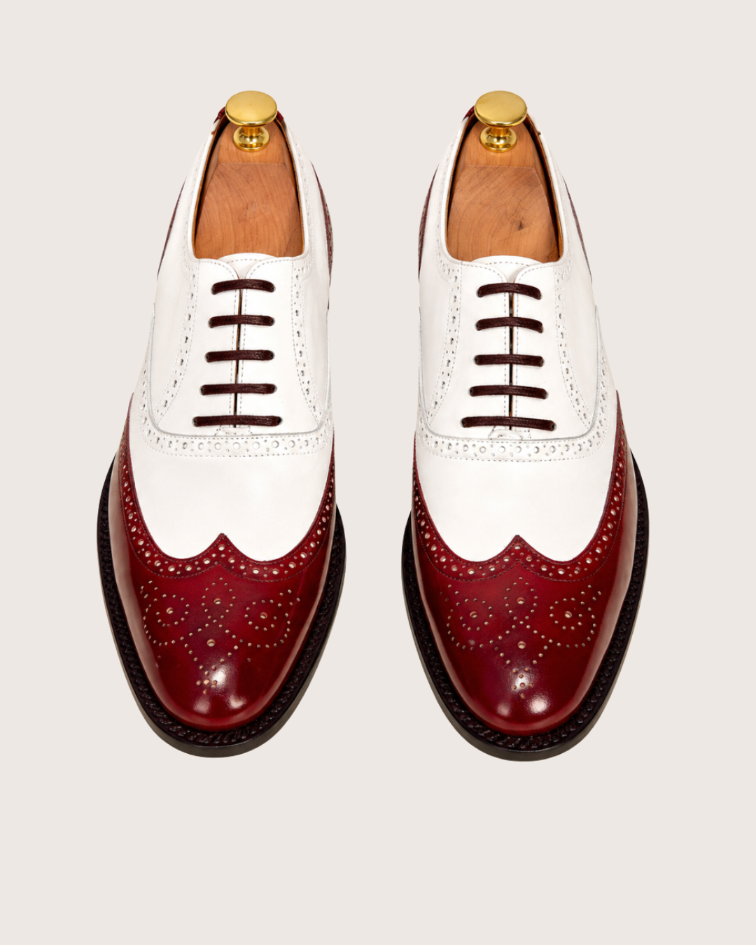 Burgundy spectator wingtip oxford