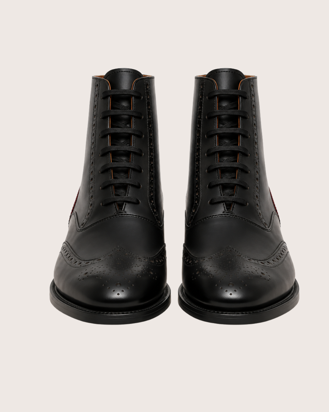 Black&red wingtip boots