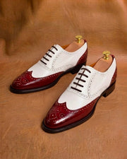 Burgundy spectator wingtip oxford