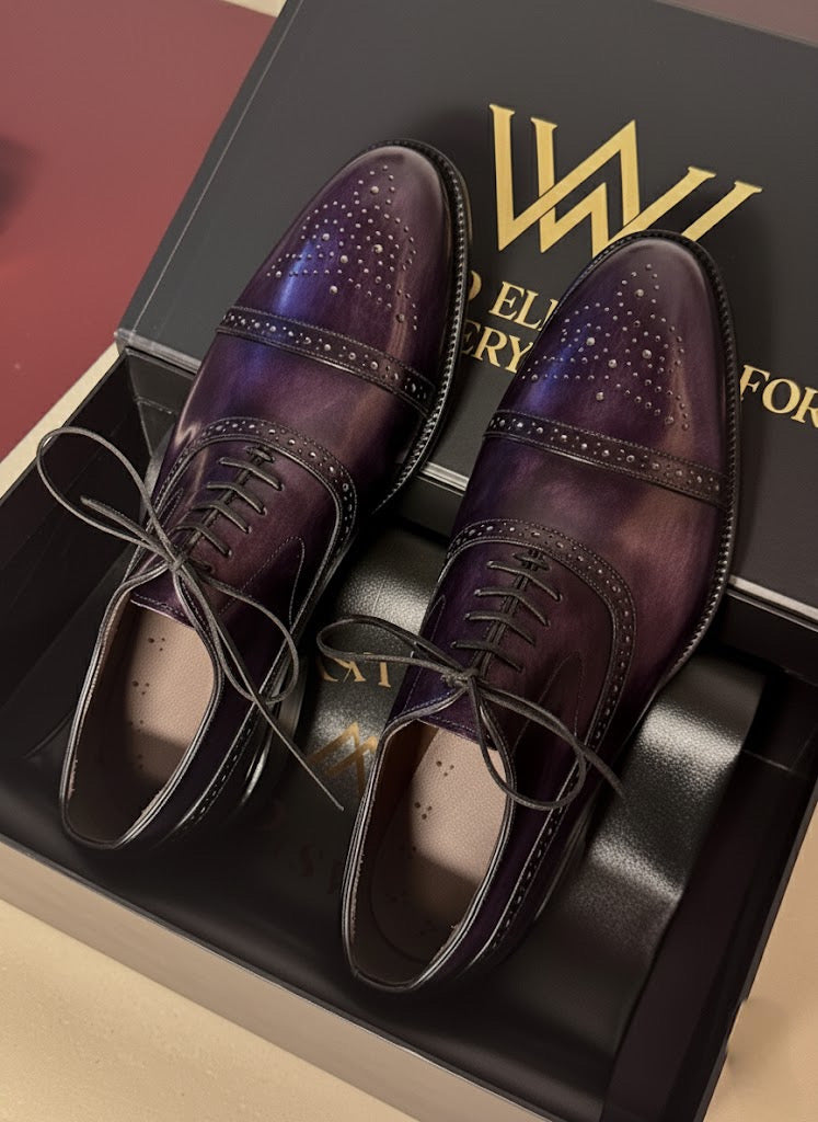 Purple semi-brogue oxford