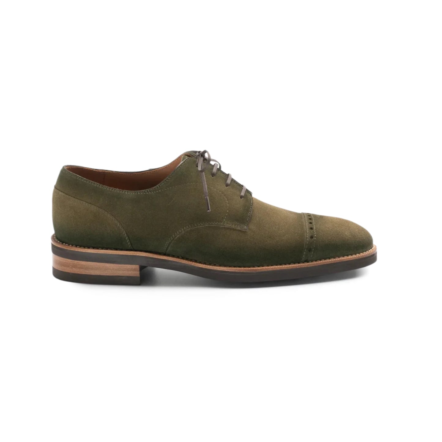 Green suede leather oxford