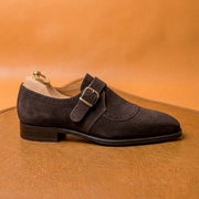 brown suede single monkstrap