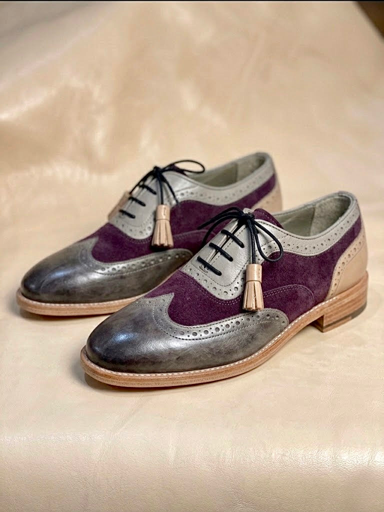 Gray and purple oxford