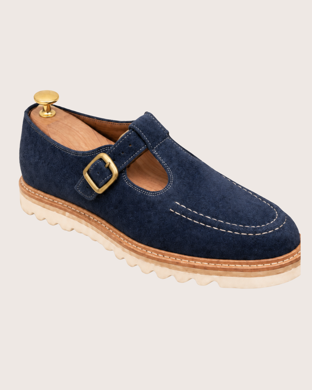Navy blue strap loafers