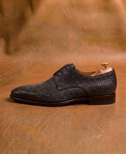 gray stingray texture derby shoes for men, handmade