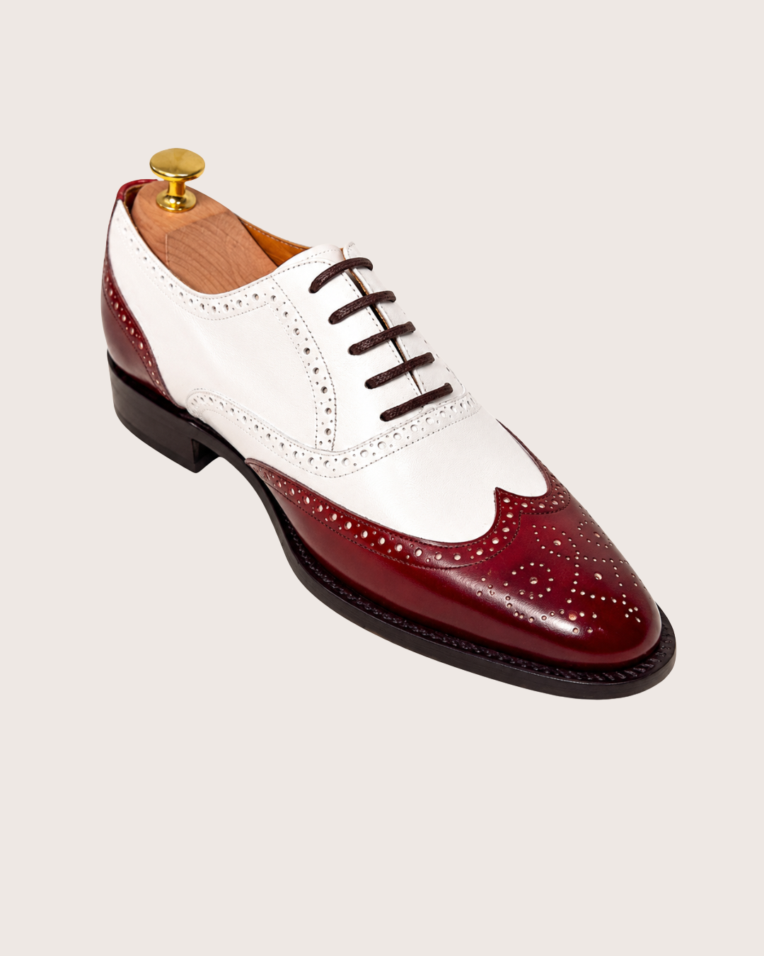 Burgundy spectator wingtip oxford