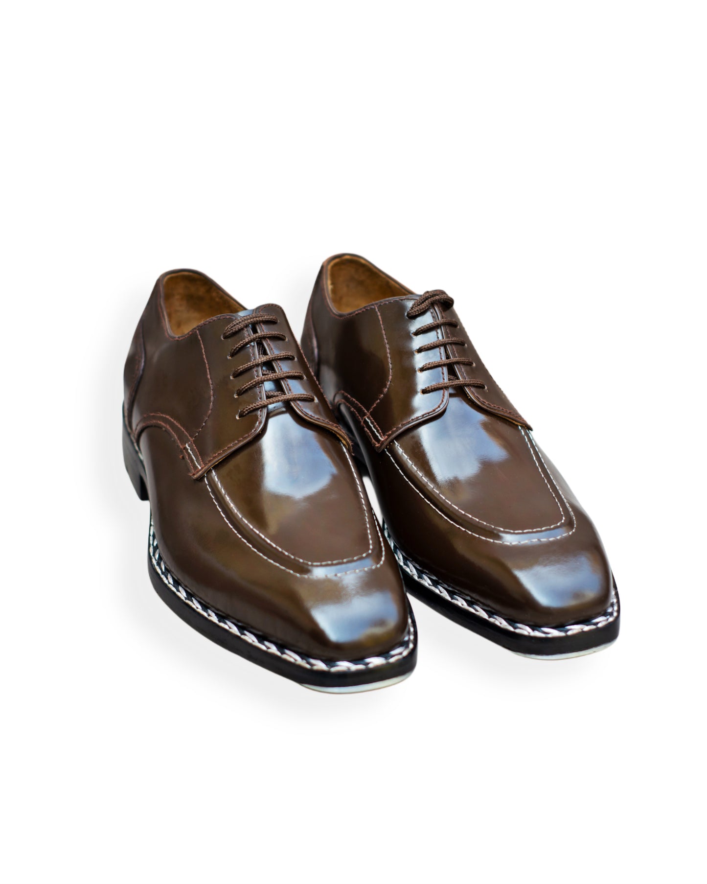 Brown Norwegian stitch derby shoes with steal toe