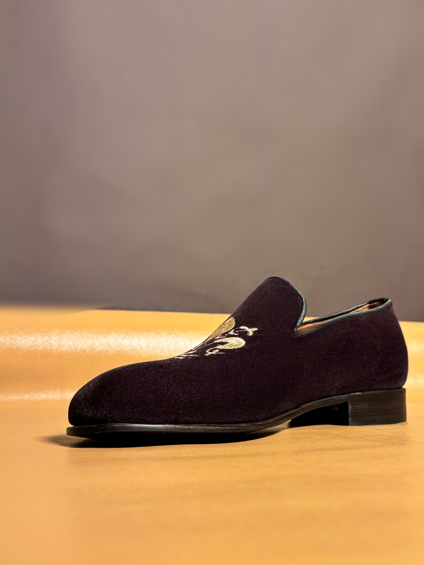 Suede Leather Embroidery Loafers