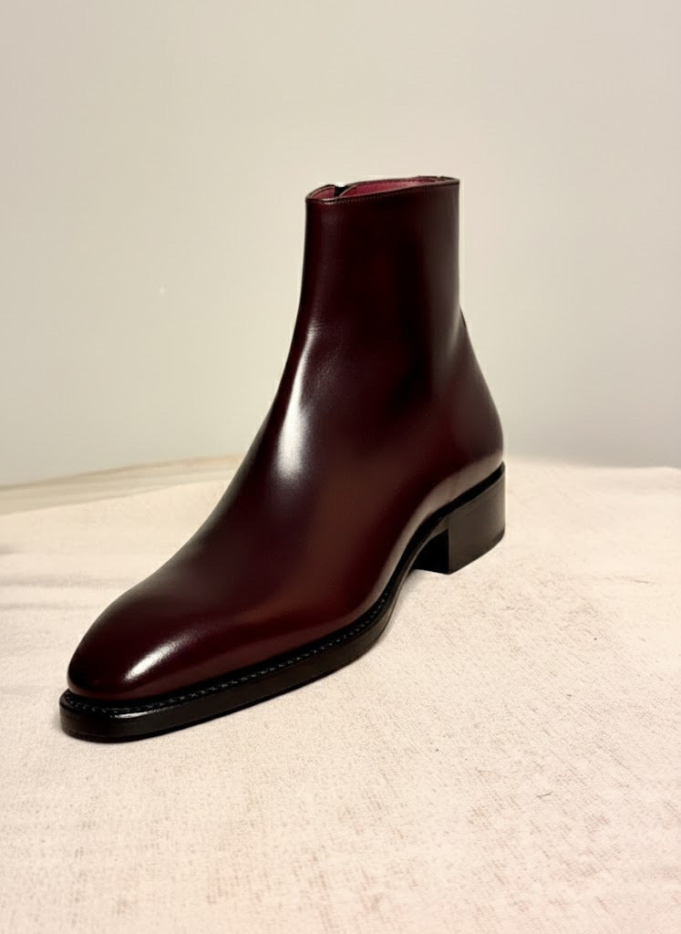 Burgundy zipper boots
