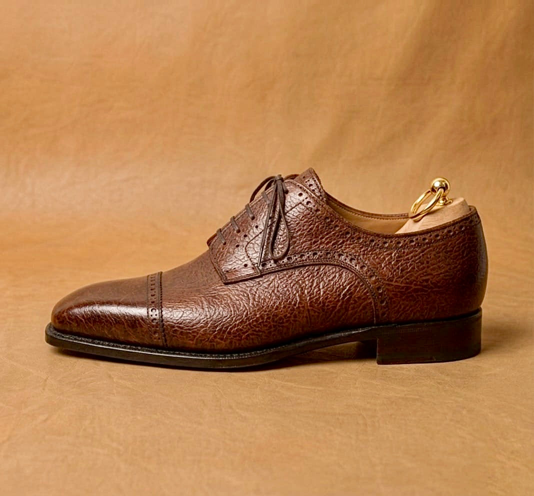 Brown semi-brogue derby