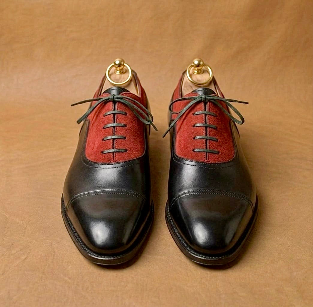 Red suede balmoral oxford