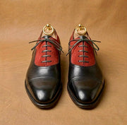 Red suede balmoral oxford