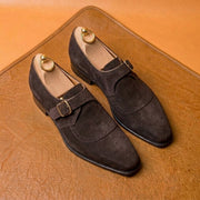 brown suede single monkstrap