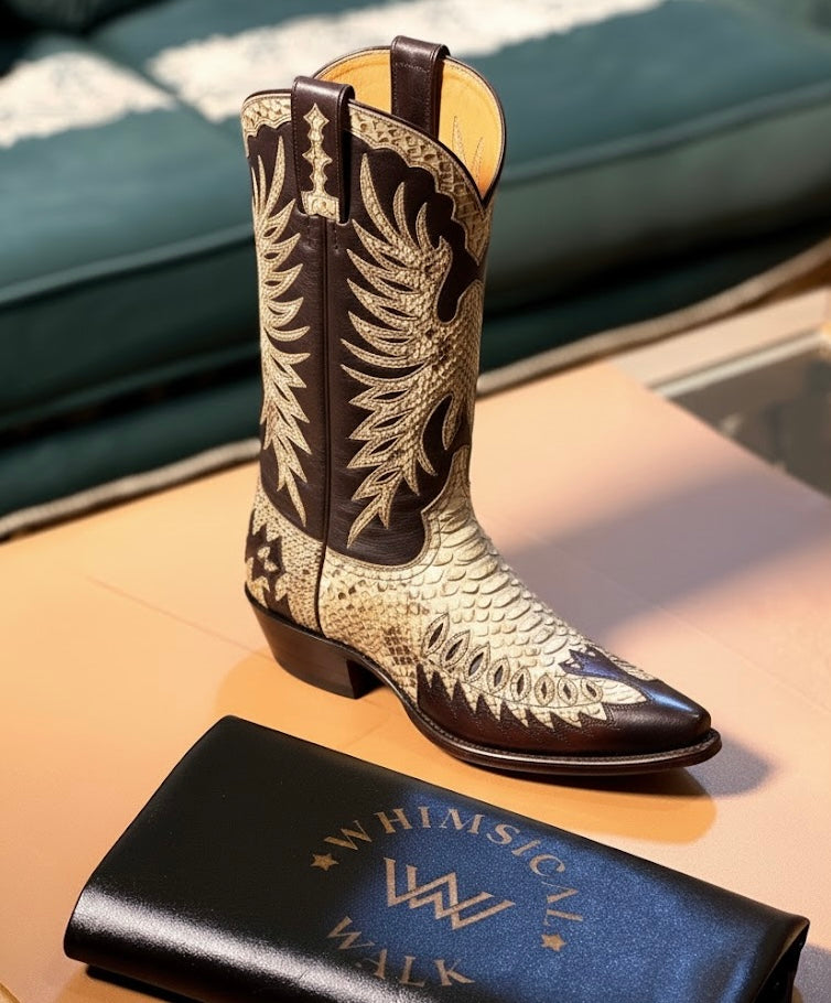 Snake pattern Full-Quill Cowboy Boots