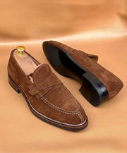 The Butterfly — Men's Brown Suede Penny Loafers