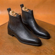 Black grain leather Chelsea boots