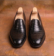 Black crocodile loafers