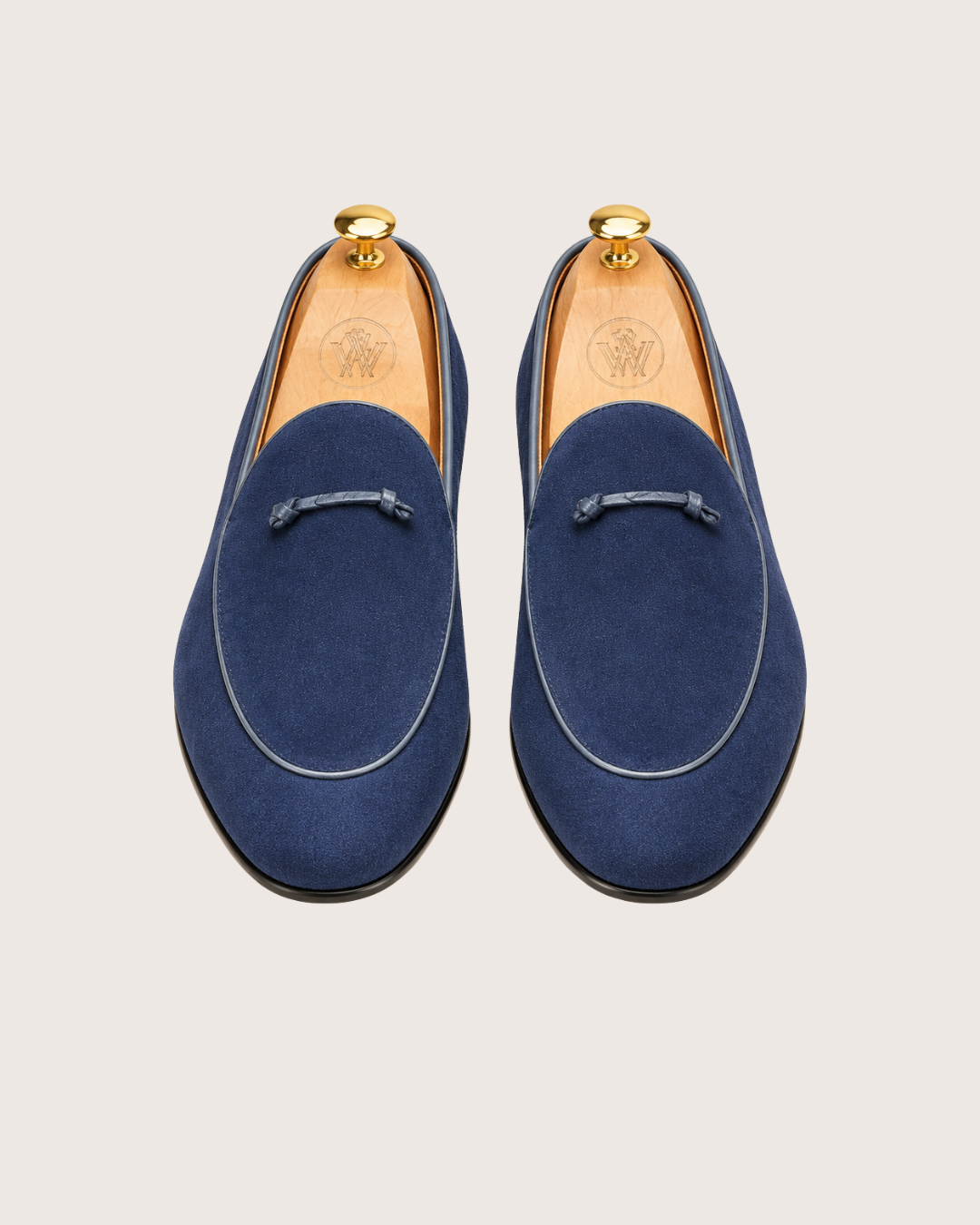 Blue bow loafers