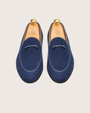 Blue bow loafers