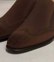 Dark brown suede zipper brogue
