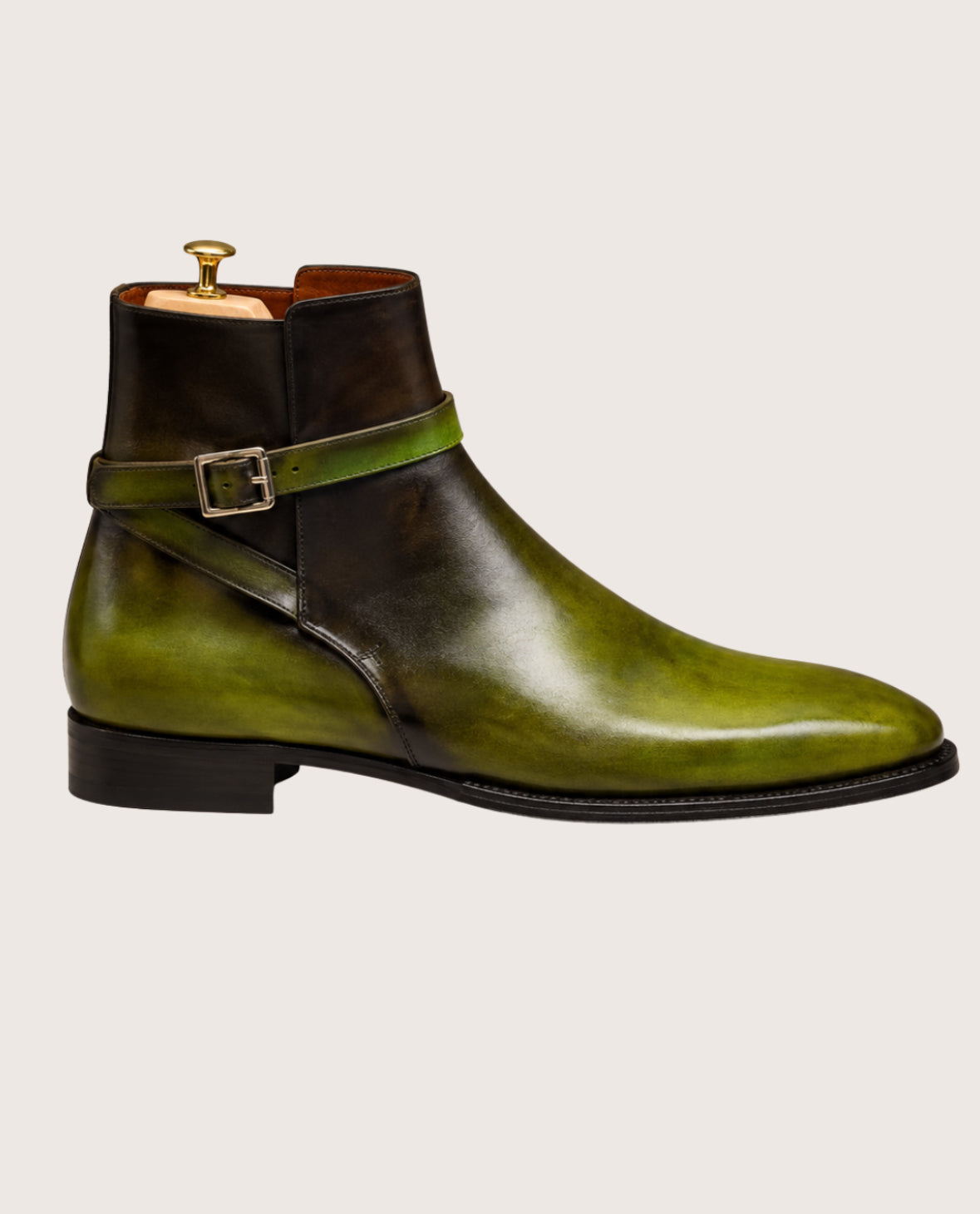 Green and brown patina jodhpur boots