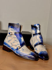 Blue Patina Monk Strap Boots for Men | Hand Welted