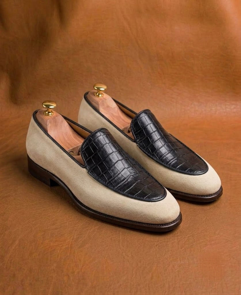 Suede & Crocodile Belgian Loafer
