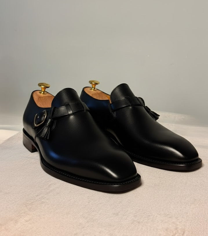 Black tassels single Monkstrap