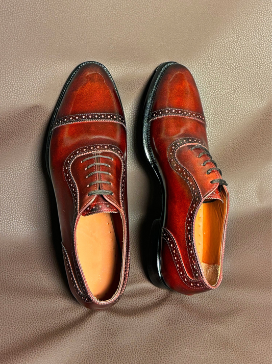 Burgundy cap toe oxford