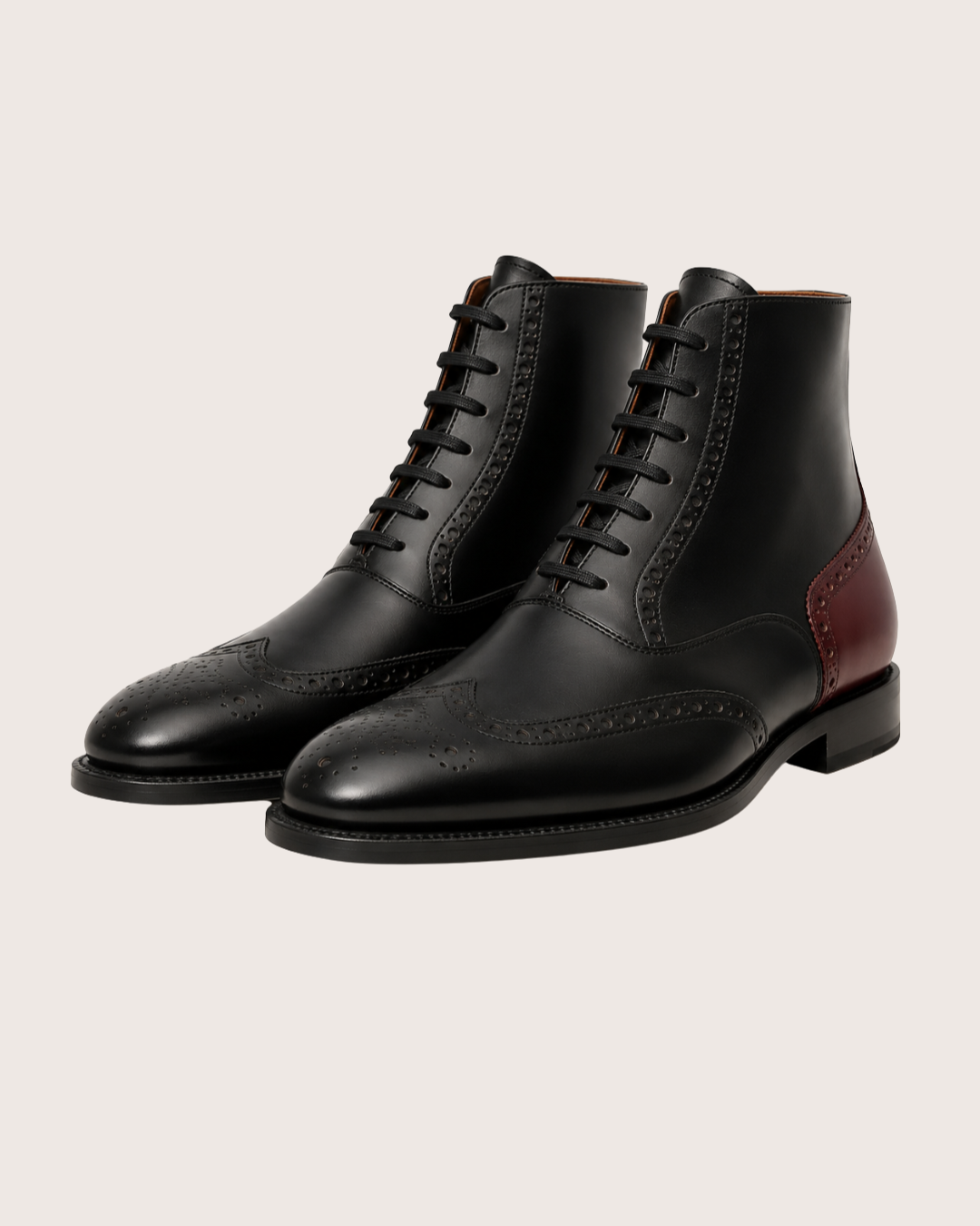 Black&red wingtip boots