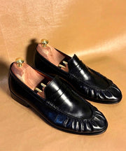 black penny loafers for men, handmade dress loafer