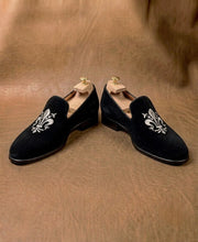 Suede Leather Embroidery Loafers