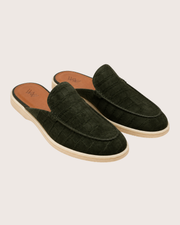 Black Nubuck Crocodile Mule