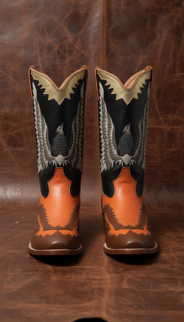 Eagle Wing Inlay Cowboy Boots