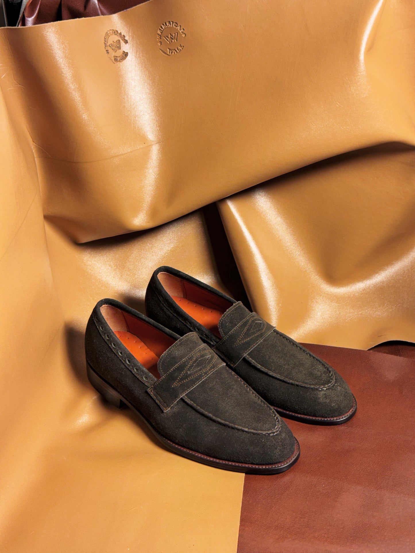 Brown suede loafers