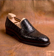Black crocodile loafers