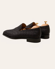 Black Crocodile Nubuck Loafers