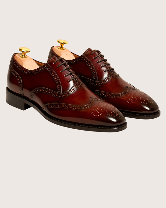 Burgundy wingtip oxford