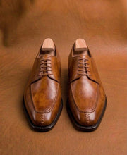 Tan Split Toe Derby Shoes for Men | Hand Welted