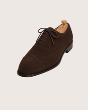 Dark brown suede wingtip oxford