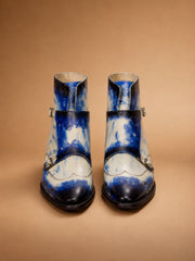 Blue Patina Monk Strap Boots for Men | Hand Welted