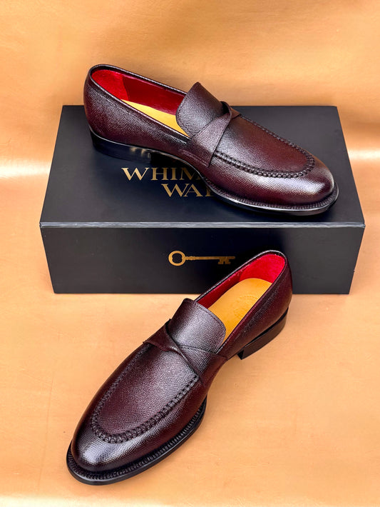 Brown twist strap loafers